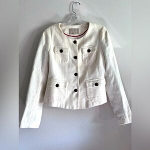 *NWOT* BANANA REPUBLIC Collarless Textured Blazer / Jacket WHITE Sz 6